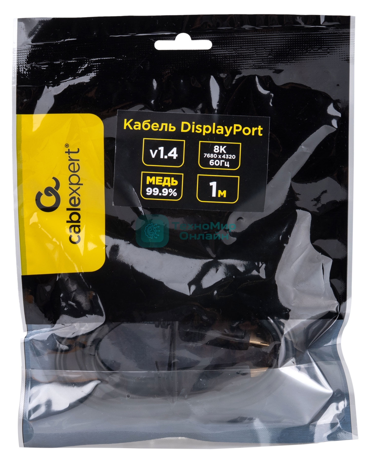 Кабель DisplayPort Cablexpert CC-DP8K-1M, 20M/20M, v1.4, 8К, медь, тройной экран, 1м, черный, пакет