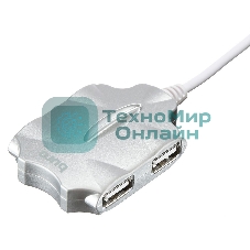 Разветвитель USB 2.0 Buro BU-HUB4-0.5-U2.0-Candy 4порт. серебристый
