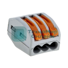 Строительно-монтажная клемма СМК 222-413 с рычагом 3 отверстия 0,08-2,5 мм2 (100 шт.) EKF PROxima plc-smk-413 EKF