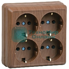 Розетка IEK ERO41-K04-16-DC РС24-3-ОД 4местн. с з/к 16А откр.уст. ОКТАВА (дуб)