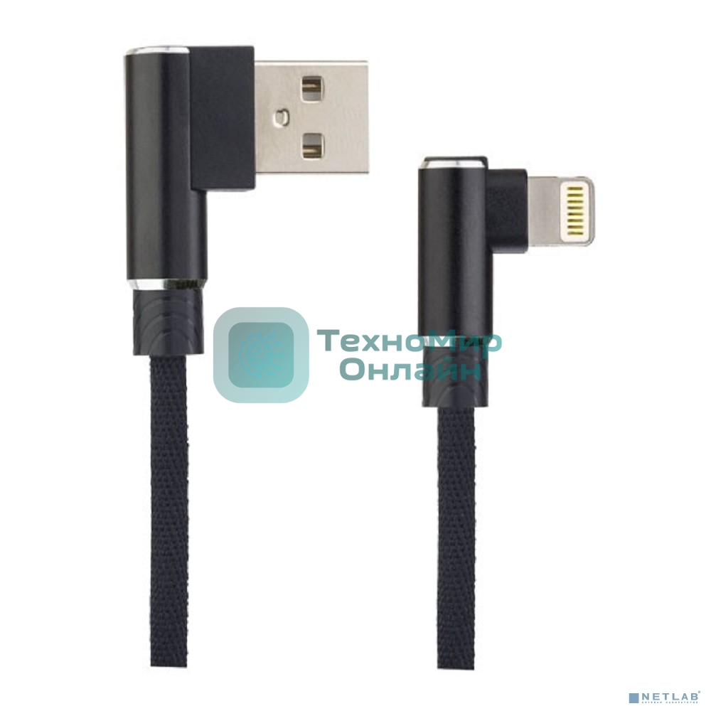 Кабель PERFEO для iPhone, USB - 8 PIN (Lightning), угловой, черный, 1 м, бокс (I4315)