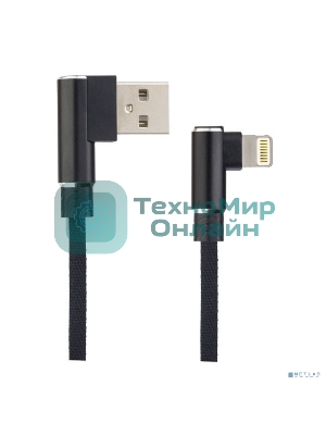 Кабель PERFEO для iPhone, USB - 8 PIN (Lightning), угловой, черный, 1 м, бокс (I4315)