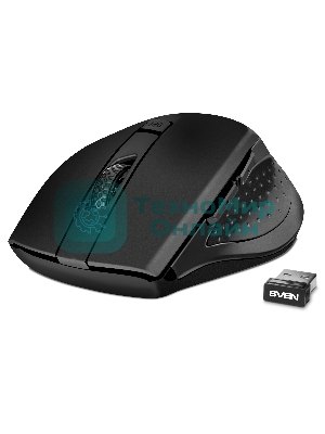 Мышь беспроводная SVEN RX-425W черный, 1600 dpi, радиоканал, USB, кнопки - 6