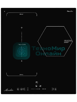 Индукционная варочная панель Monsher, инвертер, слайдерное управление, автоматическое отключение, блокировка панели управления, индикация остаточного тепла, 9 уровней мощности, Stop and Go, Booster, таймер, черный