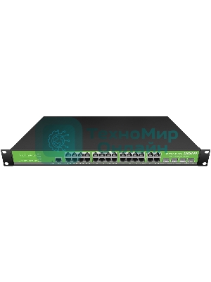 Коммутатор Digma DSP724G-4C-R300 (L2+) 24x1 Гбит/с 4xКомбо(1000BASE-T/SFP) 24PoE 24PoE+ 300W управляемый