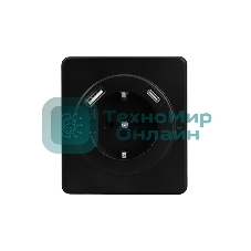 Розетка Kranz ROUND 1-ая с/з с/у з/ш 16А с USB A+C быстрой зарядки 5В/3А оникс