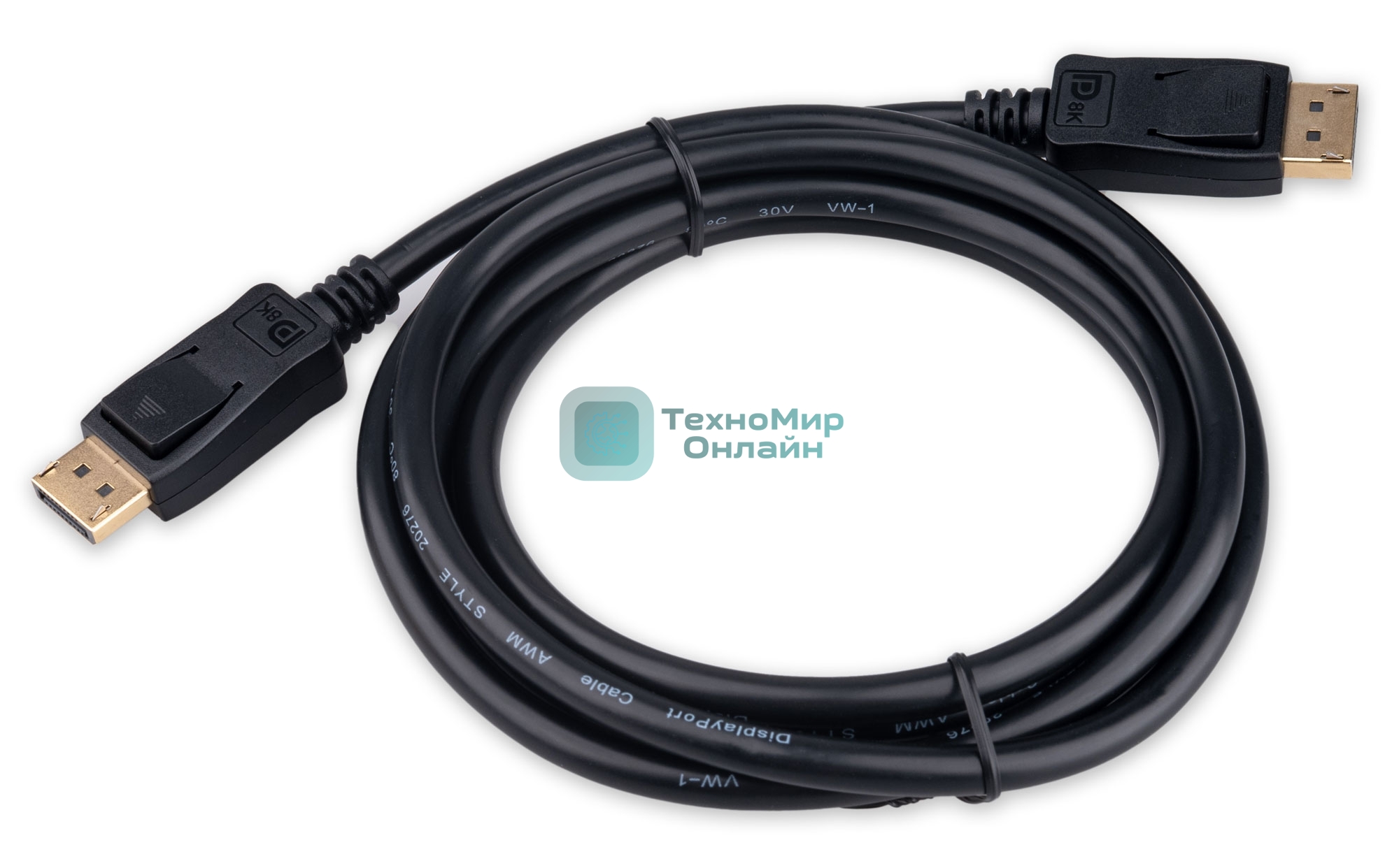 Кабель DisplayPort Cablexpert CC-DP8K-2M, 20M/20M, v1.4, 8К, медь, тройной экран, 2м, черный, пакет