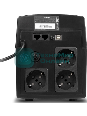 Источник бесперебойного питания UPS Sven Pro 1500 (1000 WA, LCD, USB, RG-45, 3 евро розетки)