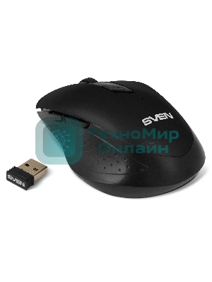 Мышь беспроводная SVEN RX-425W черный, 1600 dpi, радиоканал, USB, кнопки - 6
