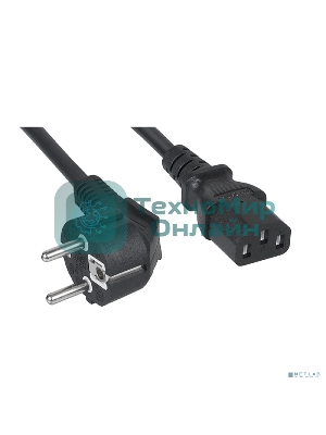 Шнур для блока питания Cabeus, IEC 320 C13, вилка Schuko, 1.8 м, 10А, черный