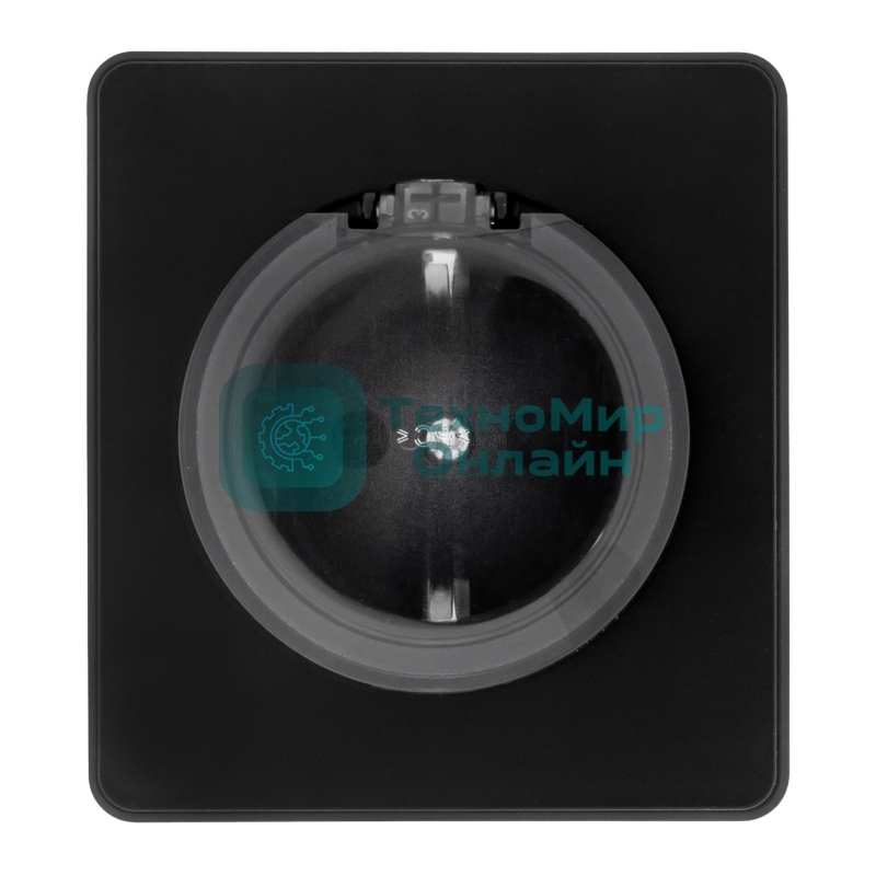 Розетка Kranz ROUND 1-ая с/з с/у, со шторками и крышкой 16А оникс