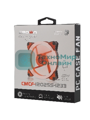 Вентилятор для корпуса Crown CMCF-12025S-1233 черный/оранжевый, 120 мм, 1650 об/мин, 23 дБ, 3 pin