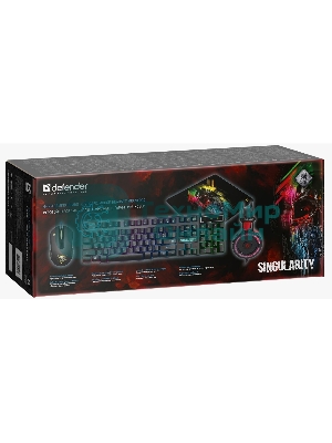 Комплект клавиатура+мышь Defender Singularity MKP-118 проводной, USB, 3200 DPI, чёрный