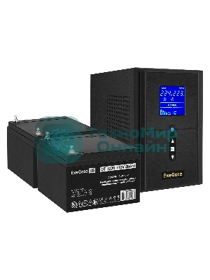 Комплект Источник бесперебойного питания EX295987RUS + батарея 26Aч EX282970RUS 2шт (инвертор, синус, для котла) ExeGate SineTower SZ-1000.LCD.AVR.2SH.1C13.USB 1000VA/800W, чистый синусоида, LCD дисплей, AVR, 2*Schuko+1*C13, USB, линейно-интерактивный, черный + батарея ExeGate DT 1226 (12В, 26А·ч) 2шт