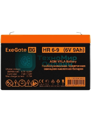 Батарея для ИБП ExeGate HR 6-9 (6V 9Ah, 634W), клеммы F2