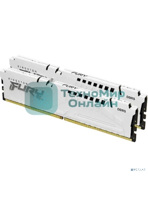 Оперативная память Kingston Fury Beast, DDR5, 32Gb (2x16Gb), 5600MHz, CL40, DIMM, с радиатором, белый