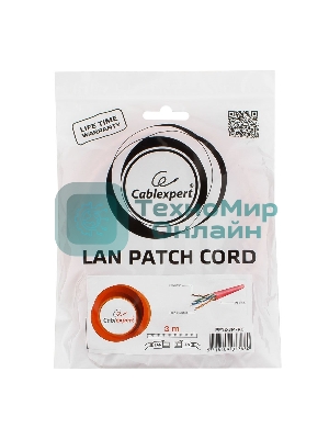Патч-корд UTP Cablexpert cat.5e, 3м, литой, многожильный, розовый