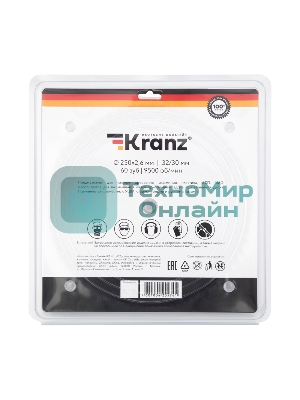 Диск пильный Kranz 250 мм х 60 зуб х 32/30 мм