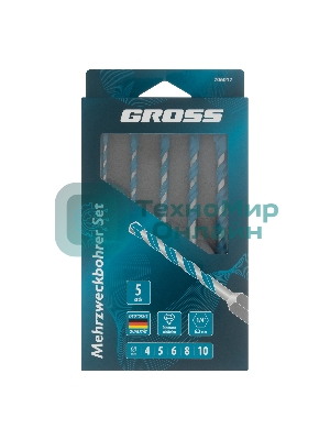 Набор сверл универсальных Gross Multipurpose PRO, 6-гр. хвостовик, 4-10 мм, 5 шт