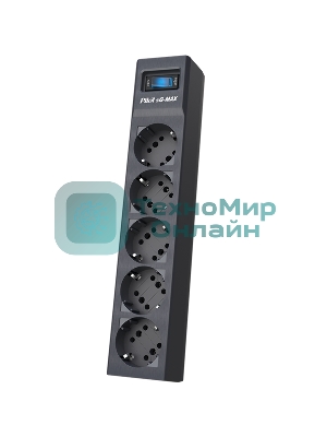Сетевой фильтр Pilot sG-Max 5 outlets (GP), 15А/3.3 kVt, automatic circuit-breaker, 1.8 m, gfaphite