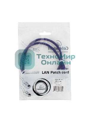 Патч-корд UTP Cablexpert cat.5e, 0.5м, литой, многожильный, фиолетовый