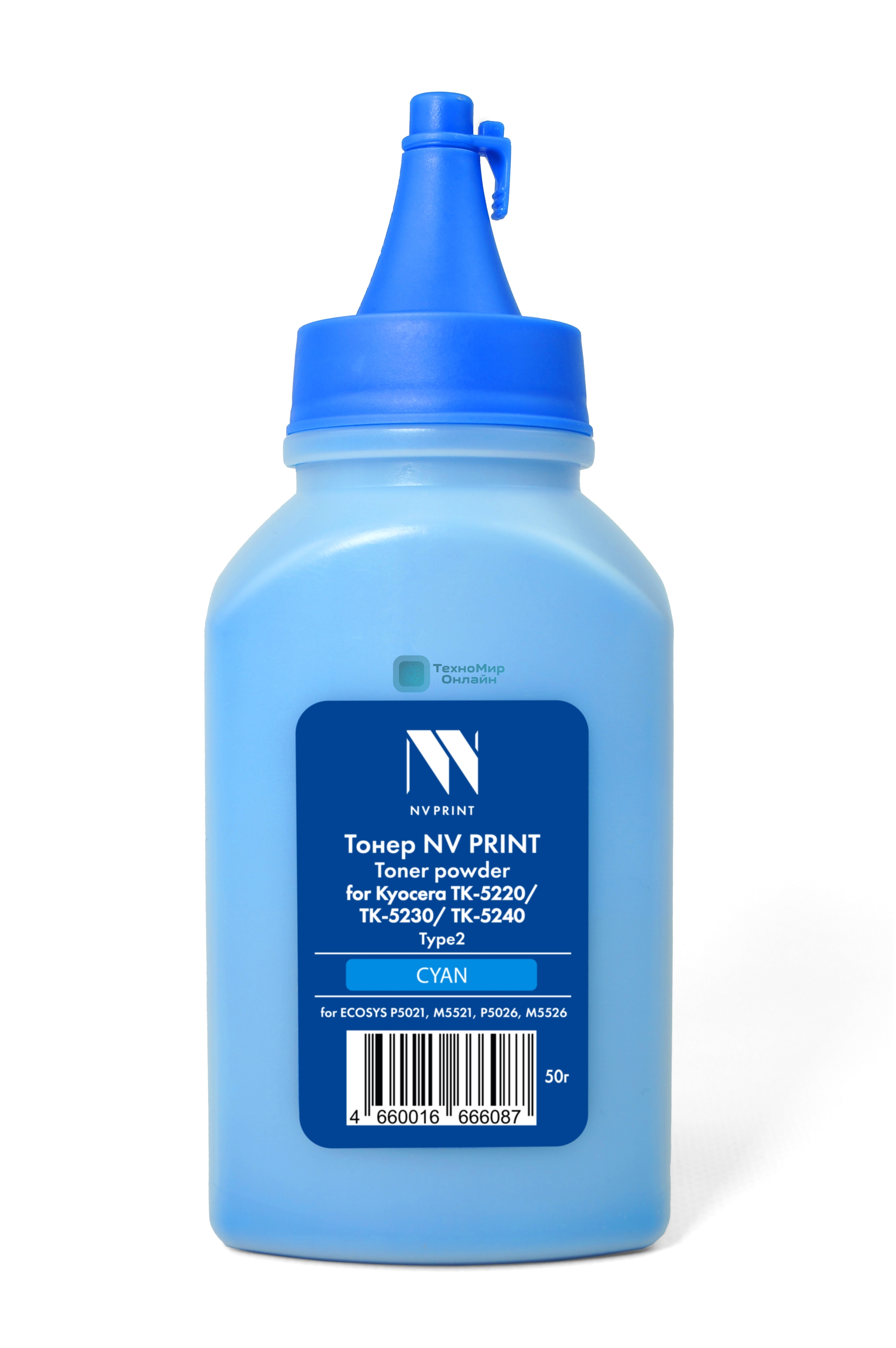 Тонер NVPrint для Kyocera TK-5220/TK-5230/TK-5240 Type2 (50г) Cyan совместимый