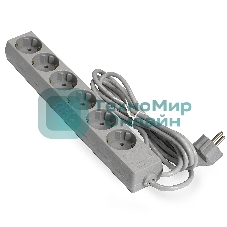 Удлинитель ExeGate ECE-6-3G (EX285832RUS), серый, 3 м, евровилка с заземлением, 6 евророзеток с заземлением, 2200 Вт