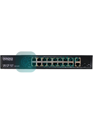 Коммутатор PoE коммутатор FE, 16 *10/100 Base-T с PoE, 2 x GE Uplink (RJ45), 1 x GE SFP Uplink, мощность PoE на порт до 30W, суммарно PoE до 292W