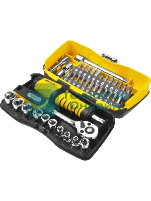 Биты и торцовые головки с трещоткой и воротком 39шт STAYER PROFI 25135-H39