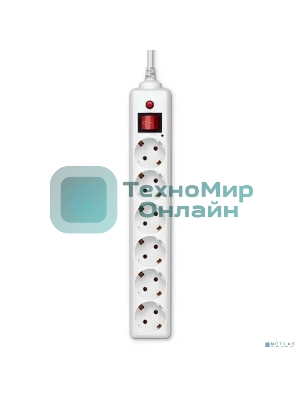 Сетевой фильтр Buro 600SH-16-1.8-W 1.8 м, 6 розеток, белый, коробка