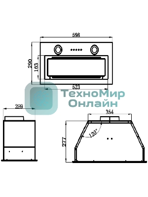 Вытяжка встраиваемая Maunfeld Trapeze 602M белый, 60 см, 1150 куб. м/ч, 54 дБ