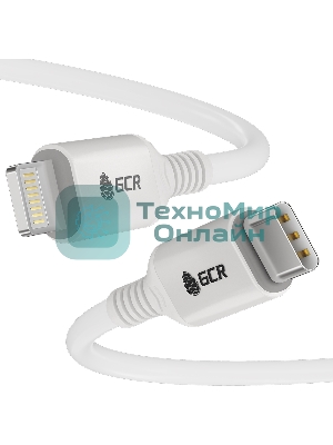 Кабель GCR PREMIUM 3.0m TypeC/Lightning MFI POWER DELIVERY 18 W, быстрая зарядка, белый силикон, AL case белый, белый ПВХ, GCR-53756