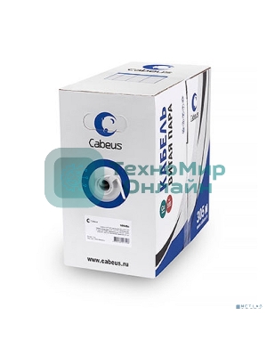 Кабель витая пара Cabeus, LSZH (нг(A)-HFLTx), U/UTP, кат. 5е, проводник Ø 0,5мм, 305м, коробка, тип прокладки: внутри зданий, цвет: серый