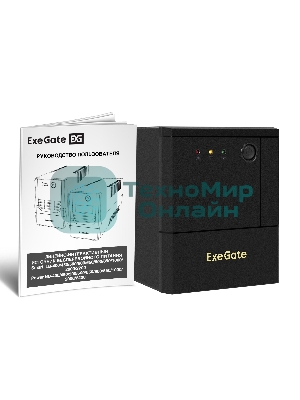 Источник бесперебойного питания ExeGate Power NB-2200.LED.AVR.4SH (2200VA/1300W, LED, AVR, 4*Schuko, батарея 12V 9Ah - 2 шт., металлический корпус, Black)