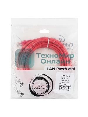 Патч-корд UTP Cablexpert cat.5e, 5м, литой, многожильный, розовый