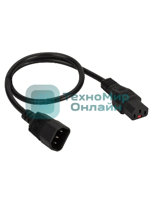 Шнур питания Lanmaster с блокировкой C13-C14, 3х0.75, 220В, 10А, черный, 1 метр
