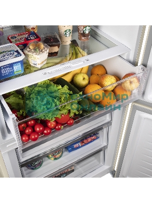 Холодильник Maunfeld MFF1857NFBG бежевый инвертер двухкамерный 336/117л морозилка снизу