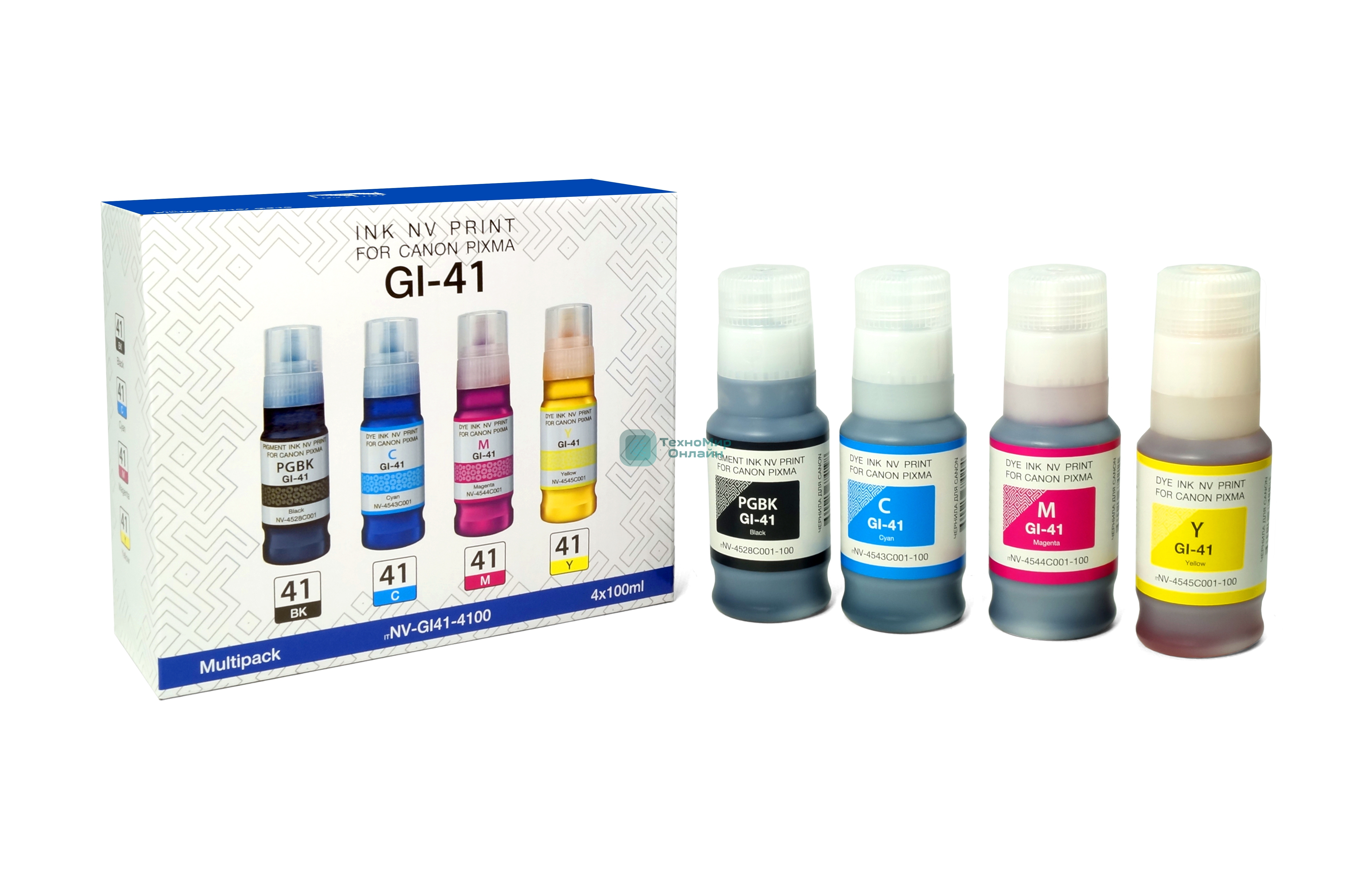 Чернила NVPrint GI-41 для принтеров Canon Pixma G1420/G2420, набор 4 цвета по 100 мл совместимые