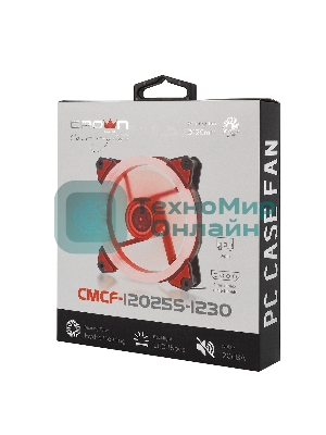 Вентилятор для корпуса Crown CMCF-12025S-1230 черный/красный, 120 мм, 1650 об/мин, 23 дБ, 3 pin