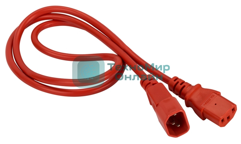 Шнур питания Lanmaster C13-C14, 3х0.75, 220В, 10А, красный, 2 метра