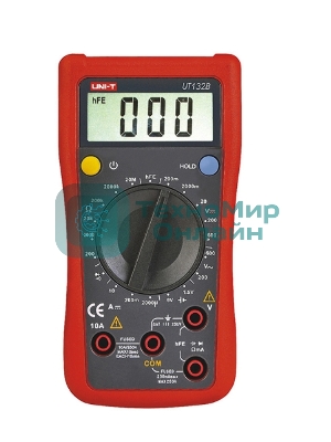 Цифровой мультиметр UNI-T UT132B Напряжение постоянного/переменного тока (600 В); постоянный ток (10А); Сопротивление (20 МОм); Тест батареи