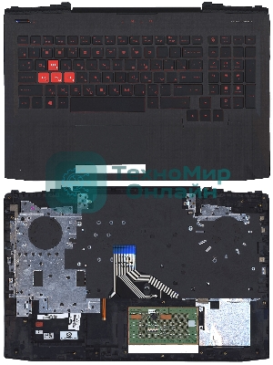 Клавиатура для ноутбука HP Omen 15-CE черная с подсветкой, Топкейс