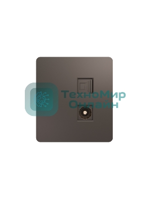 Розетка телевизионная Kranz ROUND компьютерная RJ45 кат6 + TV с/у титан