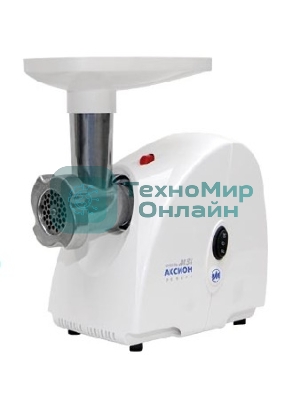 Мясорубка электрическая Аксион М31.01 белый, 1500 Вт, 1.7 кг/мин, реверс, защита от перегрузки, насадки - 4