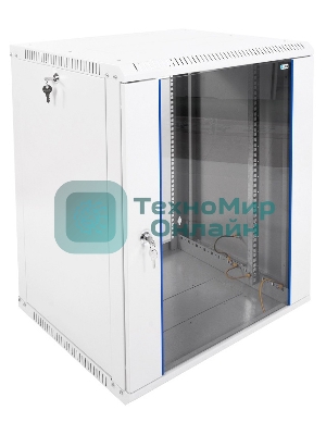 Шкаф телекомм. настенный разборный 15U (600х520) дверь стекло, черный