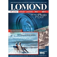 Фотобумага Lomond cуперглянцеваятепло-белая (Super Glossy Warm) микропористая, 195/A4/20л.(К)