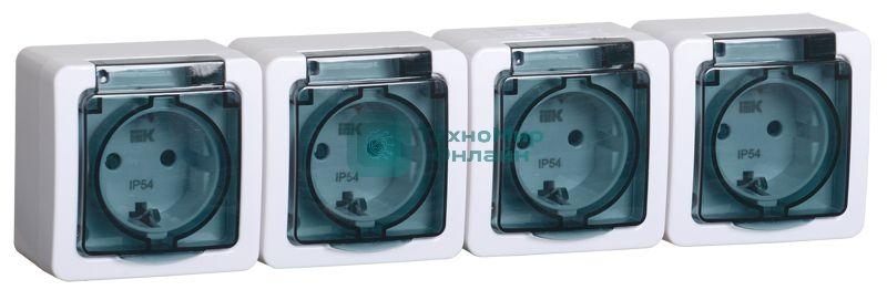 Розетка IEK ERMP42-K03-16-54-EC РСб24-3-ГПБд роз 4м с з/к о/у IP54 (дымчатый) ГЕРМЕС PLUS