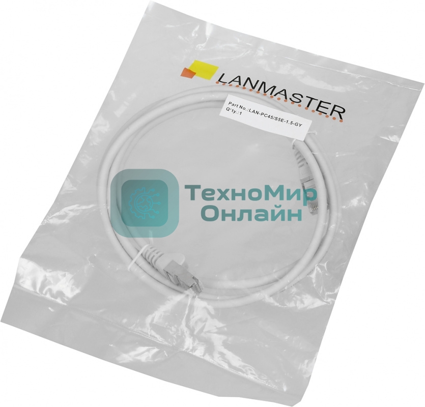Патч-корд LANMASTER FTP LAN-PC45/S5E-1.5-GY вилка RJ-45-вилка RJ-45 cat.5е 1.5м серый LSZH (уп.:1шт)