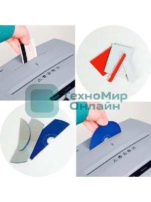 Шредер Heleos УП26-7 серый (секр.P-7) фрагменты 5лист. 26лтр. пл.карты CD