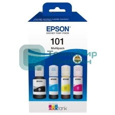 Чернила оригинальные Epson 101 / C13T03V64A мультипак, черный 127 мл., голубой, пурпурный, желтый - 210 мл. для Epson